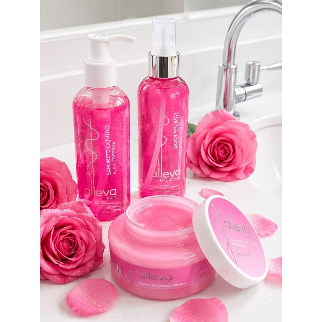 Kit Presente Alleva 3 Produtos Body Splash + Sabonete + Geleia Hidratante iluminadora