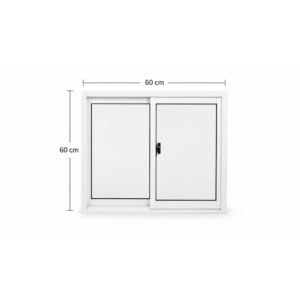 Janela 2 Folhas 1 Fixa e 1 Móvel De Correr  60x60 Branco Vidro Liso