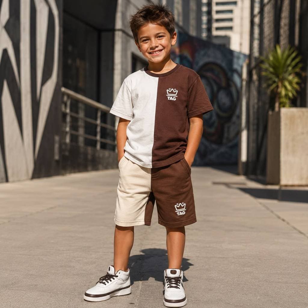 Conjunto Infantil Masculino kit camiseta + bermuda para o verão
