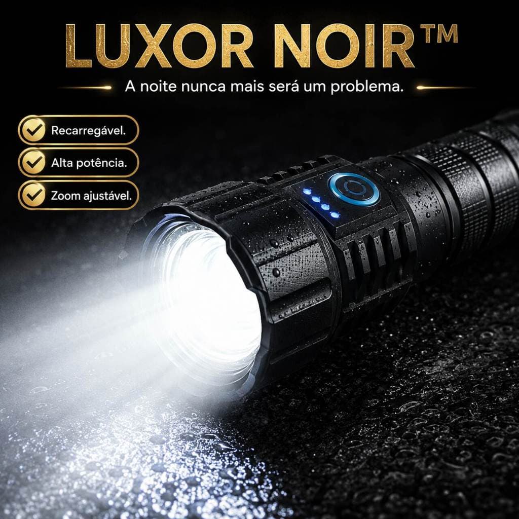 LUXOR NOIR Lanterna Tática LED Recarregável Com Zoom Alta Potência Para Camping Segurança e Emergências