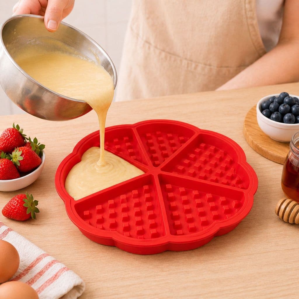 Forma Waffle Silicone Air Fryer 5 divisórias Antiaderente Fácil De Limpar Reutilizável Não Gruda