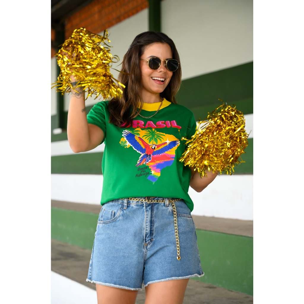 Blusa algodão premium Natureza Arara Brasil copa do mundo torcedor