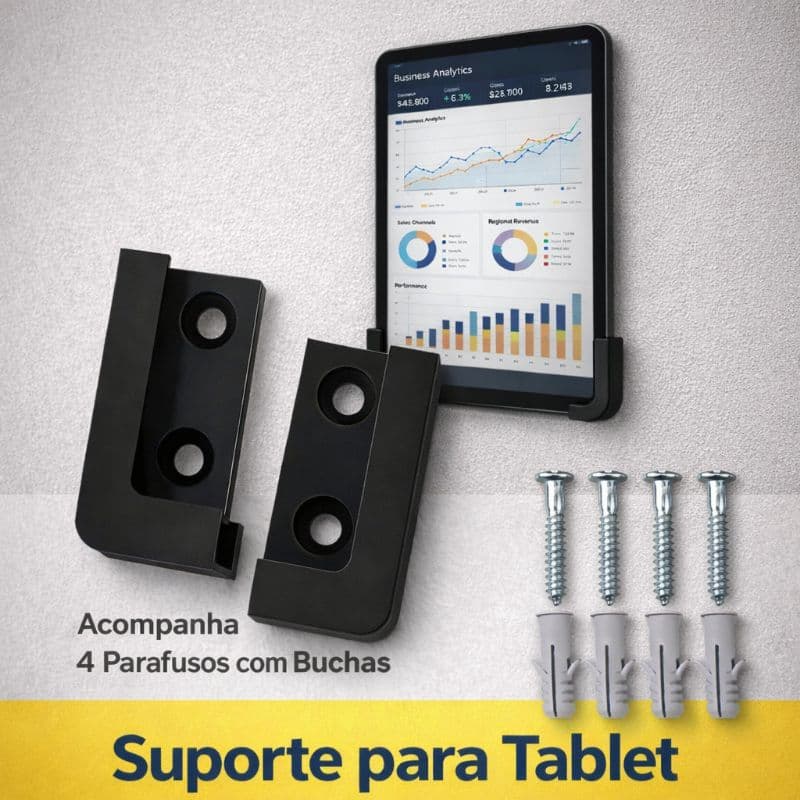 Suporte para Tablet para Fixar na Parede, Suporte para Tablets e Celular, Relógio de ponto, organizador de parede