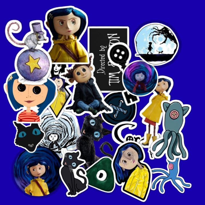 Kit Adesivos Variados - Coraline Gato Para Colagem e Personalização Capinhas Kindle Journal