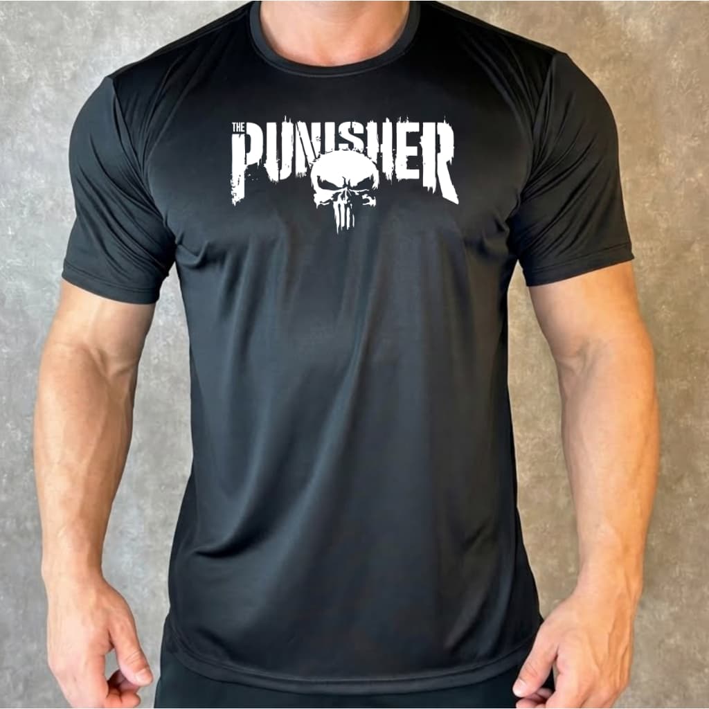 Camiseta Dry Fit Punisher Justiceiro Academia Treino Anti Odor UV+50 Musculação Caveira Militar Slim