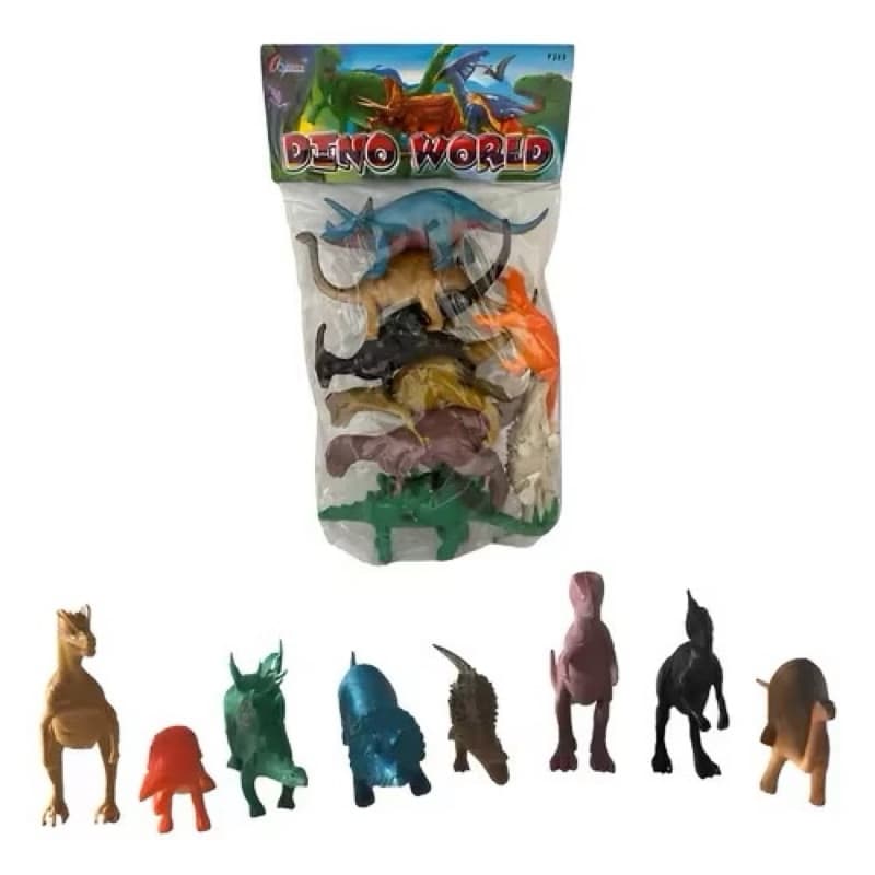 Kit 8 Dinossauros Miniaturas Dinos Borracha Coleção Animais