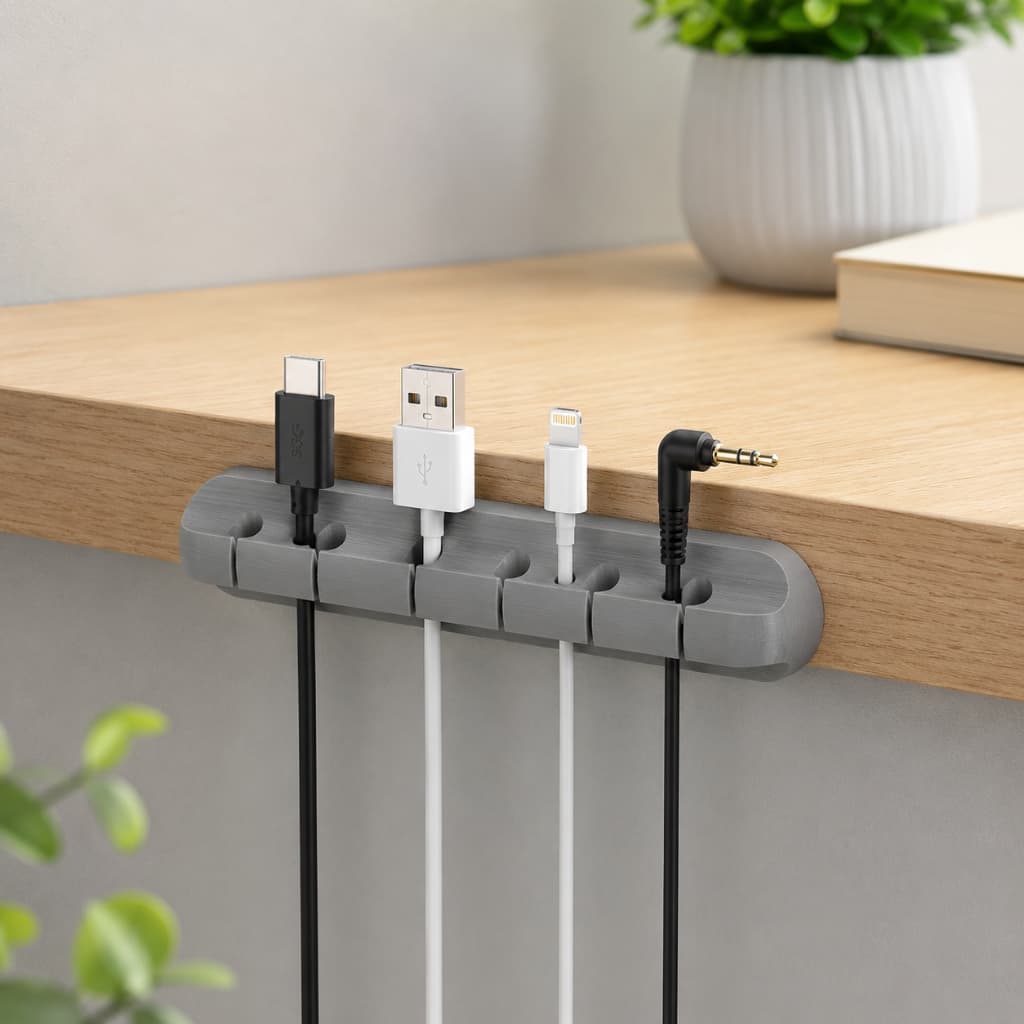Organizador de Cabos 6 Vias Porta Fios Fixador Mesa Home Office Setup Gamer Clip Presilha