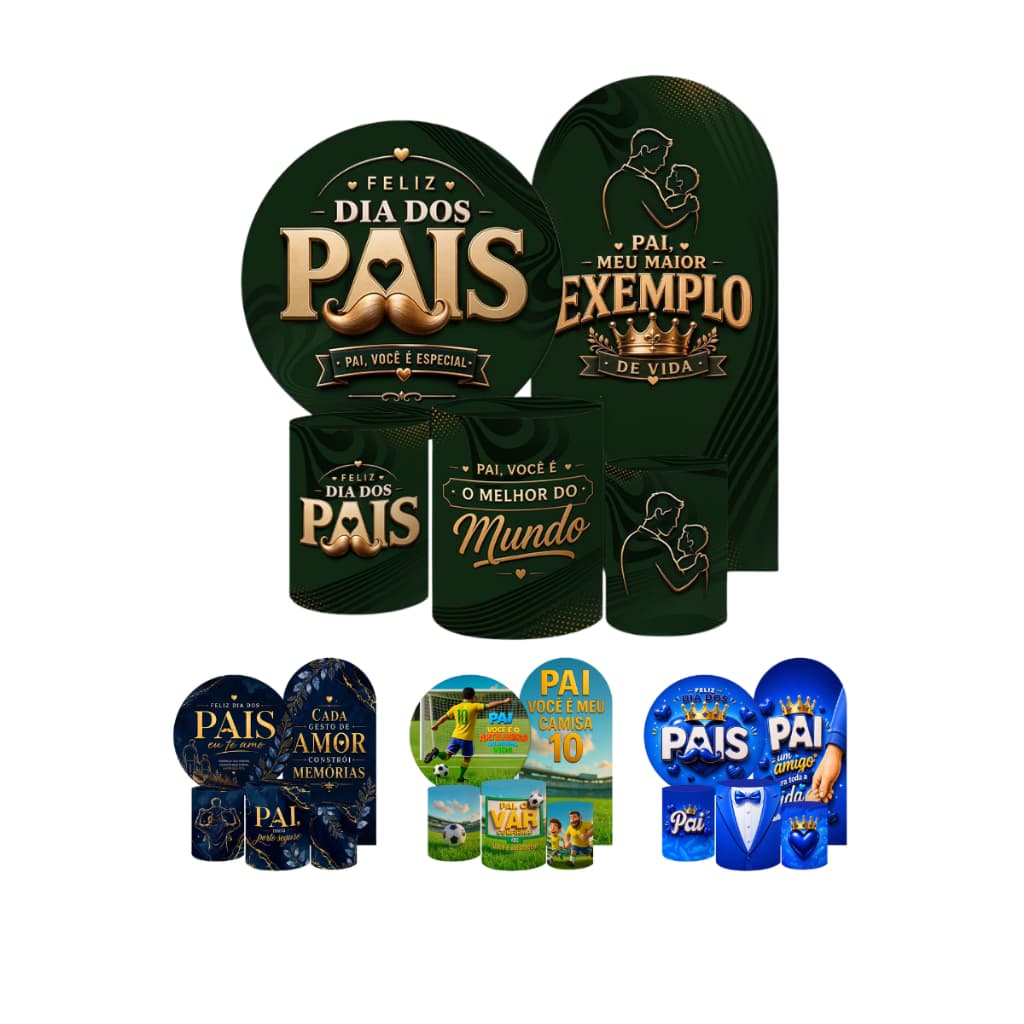 Kit 2 Painéis Casado Romano Redondo e Trio Cilindro Decoração Dia dos Pais