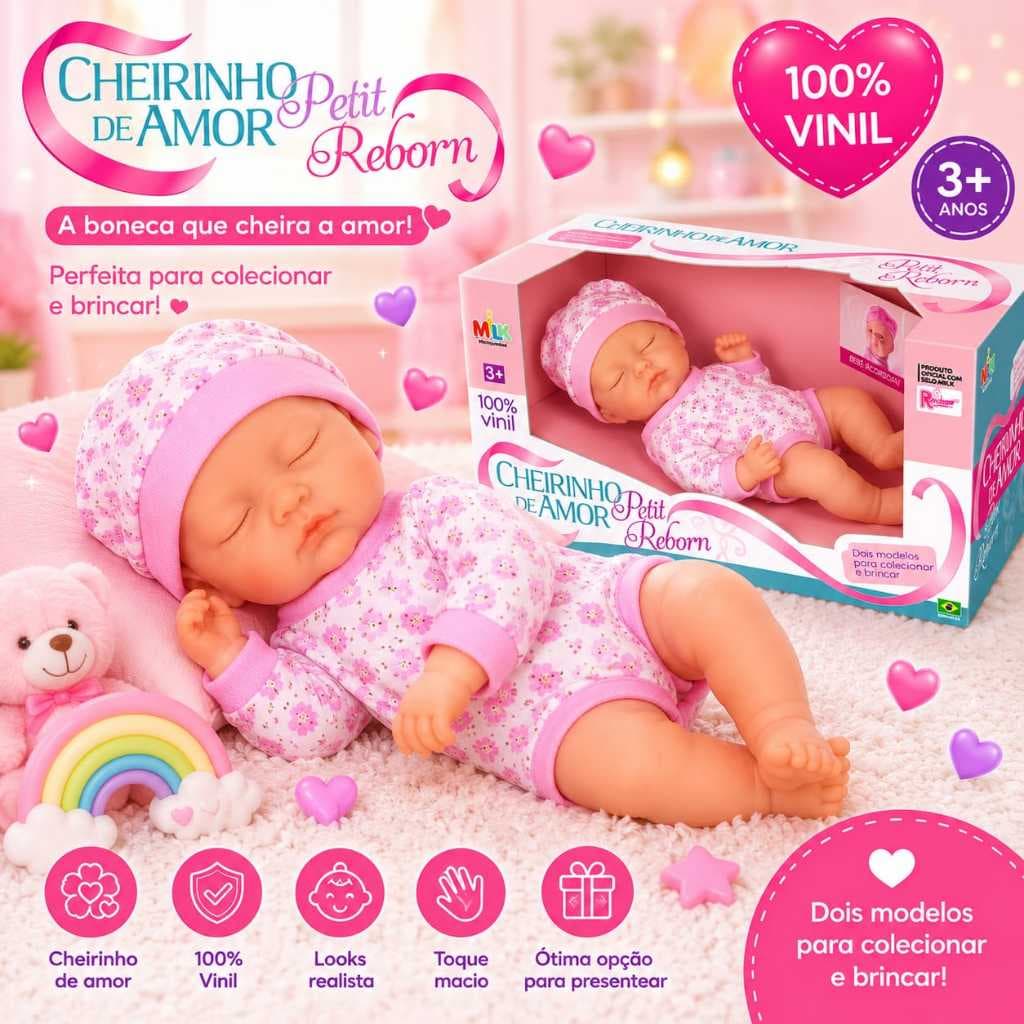 Boneca Bebê Cheirinho De Amor Petit Reborn Dormindo - Envio Imediato -