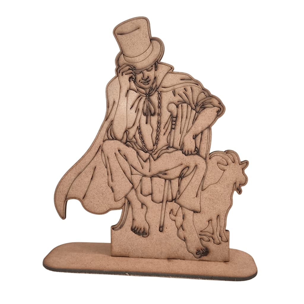 Totem Exu com Bode Imagem Umbanda Quimbanda MDF Cru Detalhado Altar