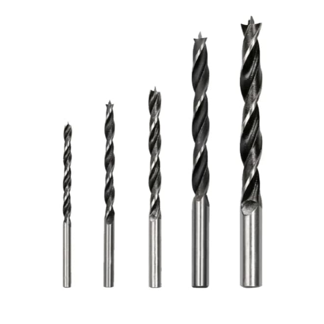 Brocas Madeira 5 pç  Aço Carbono Kit 4 , 5 , 6 , 8 e 10mm
