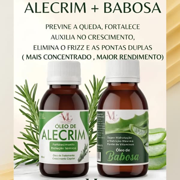 Óleo Alecrim e Babosa Crescimento Forte Ótima Qualidade elimina o Frizz e Pontas Duplas