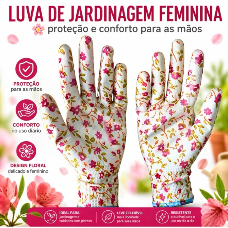 Luva De Jardinagem Floral Confortável