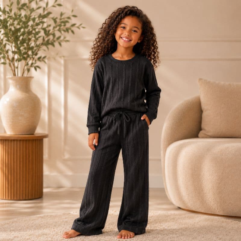 Conjunto de inverno infantil blusa e calça pantalona tendência infantil