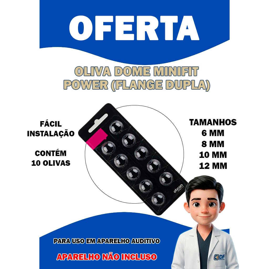 OFERTA - 10 Olivas Dome miniFit Power Flange Dupla 6mm, 8mm, 10mm, 12mm – Máxima Potência e Vedação
