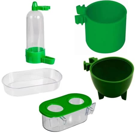 Kit Comedouro e Bebedouro Pássaros Completo