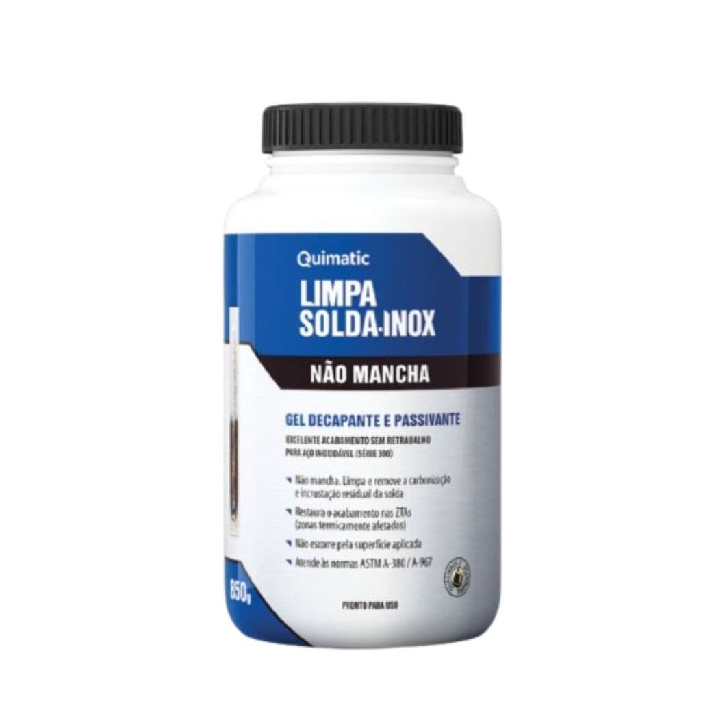 Limpa Solda Inox Gel Quimatic LS1 850g Não Mancha Aço Inox Pasta Removedora Profissional Industrial