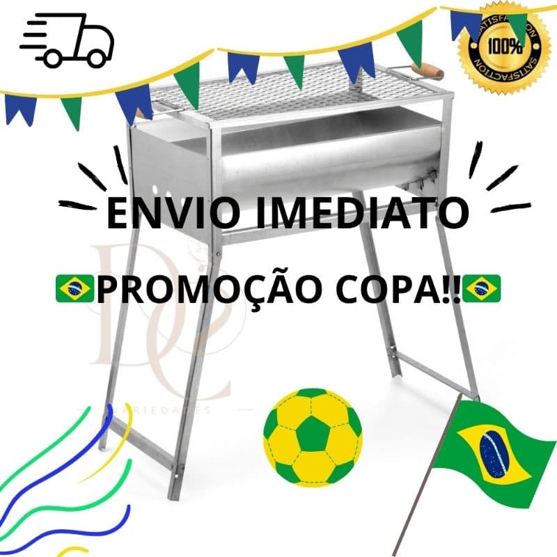 Churrasqueira galvanizada grelha expandida com regulagem e pés dobráveis para churrasco