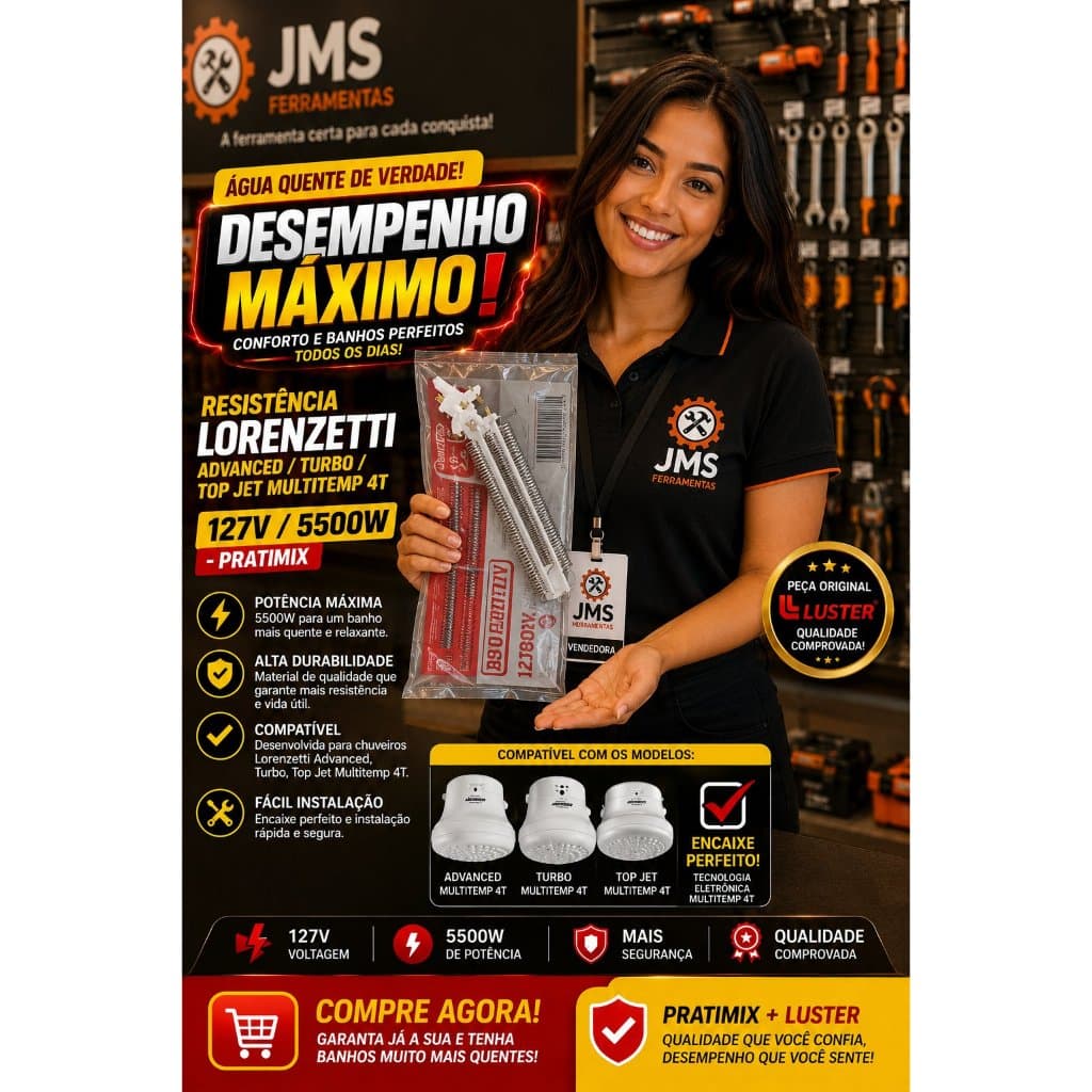 Resistência Lorenzetti Advanced/Turbo/Top Jet Multitemp 4T 127V/5500W - Pratimix