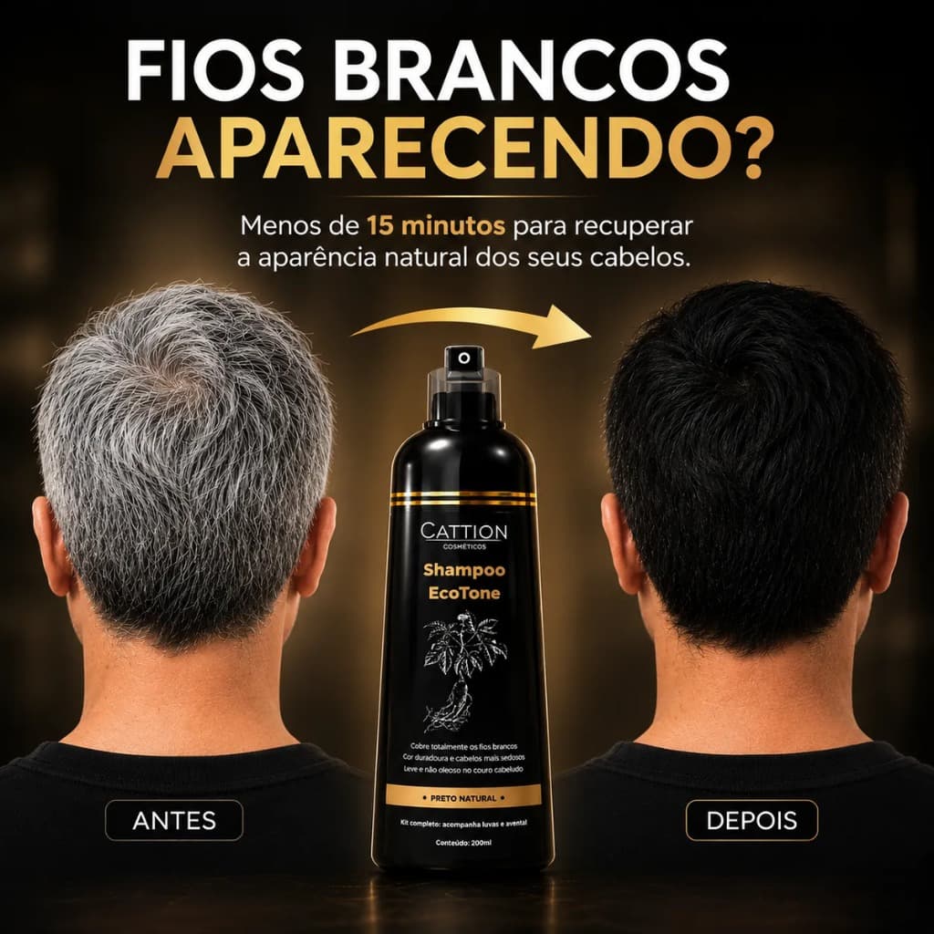 Shampoo Tonalizante Cation Preto 200ml - Cobre Fios Brancos