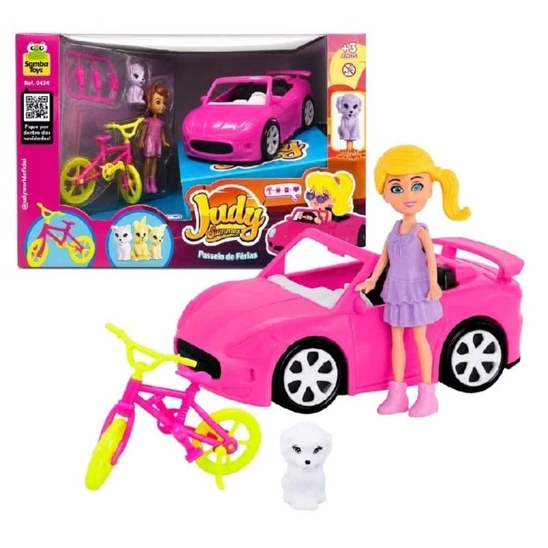 🚗 Kit Boneca Judy Passeio de Férias / Brinquedo de Menina - Samba Toys 🌞