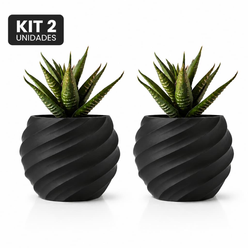 Kit 2 Vaso Decorativo Espiral para Suculenta IKEA FEJKA Design Moderno Minimalista