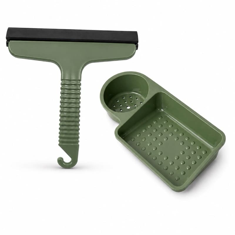 Rodinho + Porta Detergente e Esponja/ Kit Rodo de Pia + Organizador de Pia Verde
