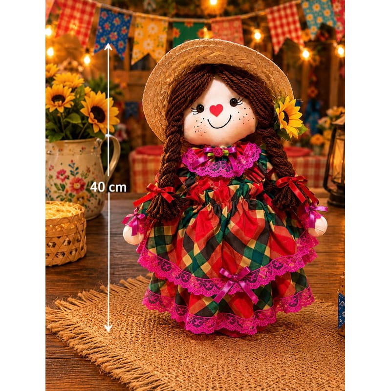 DECORAÇÃO DE FESTA JUNINA 40 CM KIT DECORACAO DE MESA ESPANTALHO BANDEIRINHAS