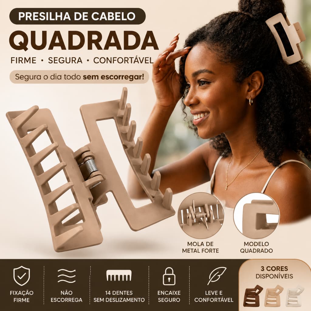 Kit Presilha Garra Para Cabelo 1 3 6 Unidades Grande 10cm Fixação Forte Cores Sortidas Elegante