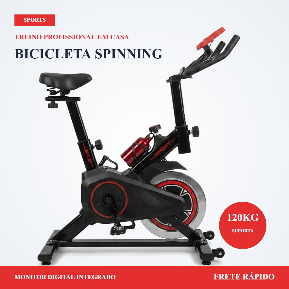 Bicicleta Spinning Ergométrica Para Exercícios Com Monitor Profissional Sport Suporta até 120kg