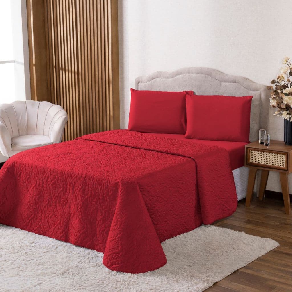 Cobre Leito Queen 3 Peças Colcha Queen Slim Tecido Premium Macio