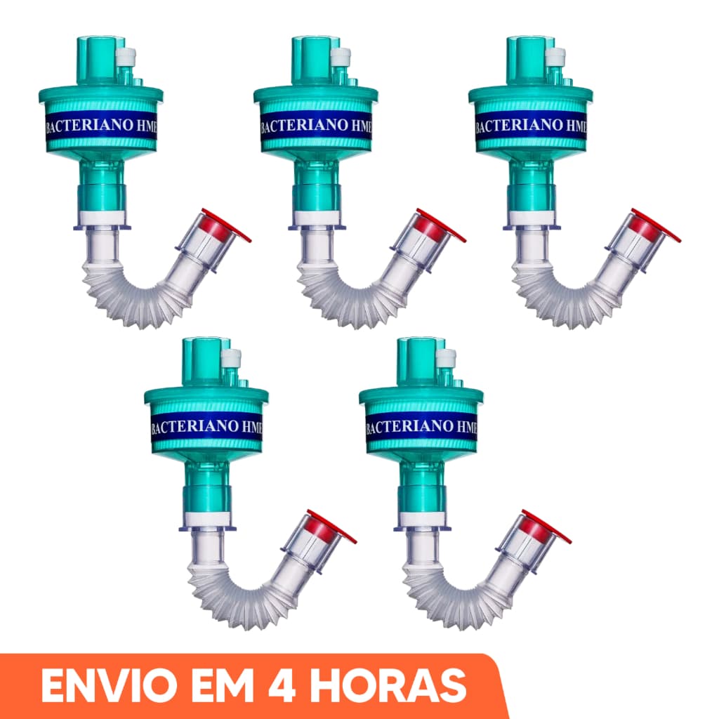 Kit Até 5 Filtro Respiratório Bacteriano HMEF Adulto 24 Horas