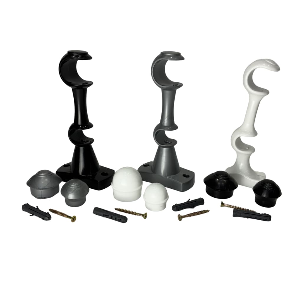 Kit 2 Suportes Duplo Reforçado Varão Cortina 28mm 19mm Com Ponteira