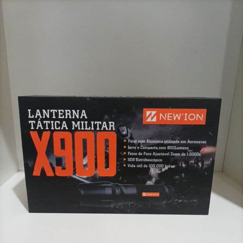 Lanterna Tática Militar X900 Recarregável Led T6 Forte Potente Com Zoom Kit Completo Caixa Bateria E Carregador