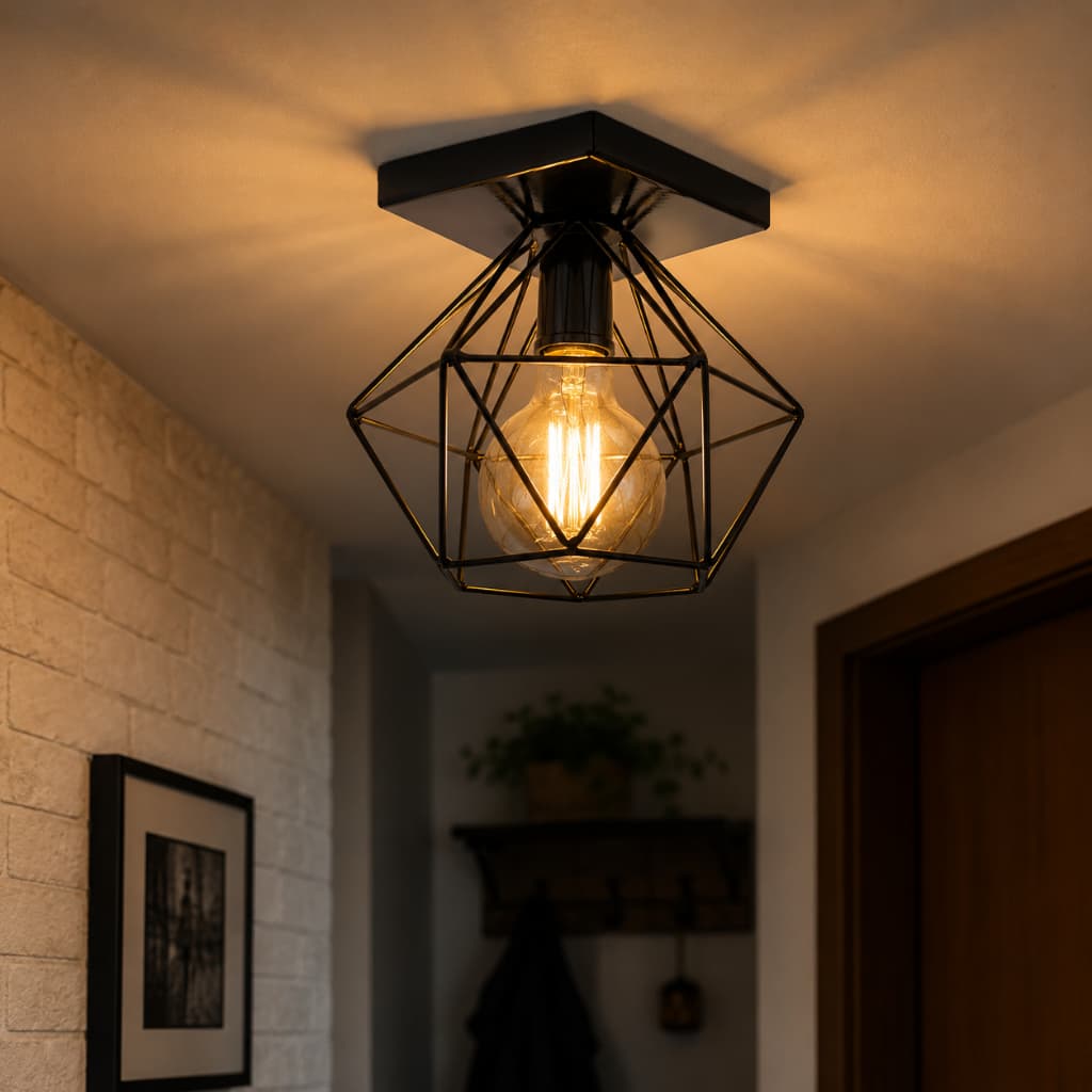 Lustre Luminária de teto Plafon Quadrado Diamante Aramado Luxo Moderno Pendente Retrô