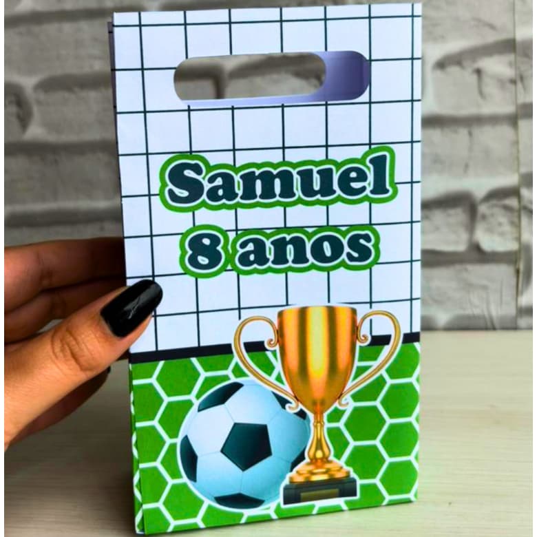 Sacolinha Surpresa Tema Futebol - Sacolinha personalizada para aniversário pegue e monte