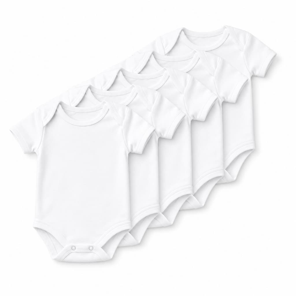 Kit 50 Body Bebê Manga Curta para Sublimação Poliéster com Elastano - Branco