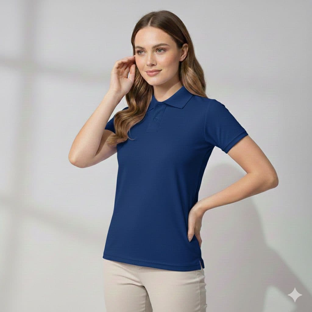 Camiseta Polo Feminina Piquet Baby Look Elegante Manga Curta Dia a Dia