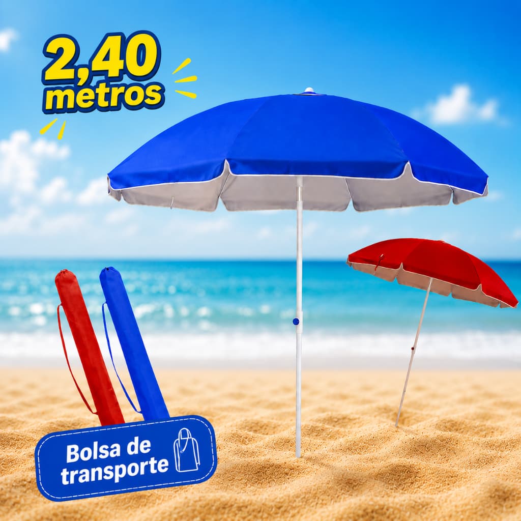 Guarda Sol Gigante 2,40m  Praia Piscina Respirável UV Verão Brinde Bag Transporte