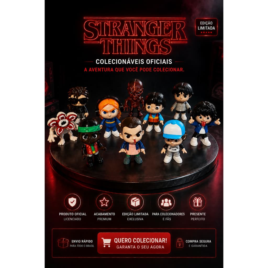 Bonecos Colecionáveis Stranger Things | Semi-articulados | Decoração | Presente | Geek