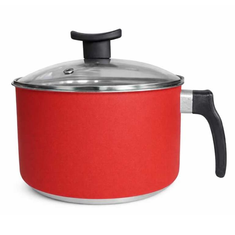 Caneco Antiaderente Com Tampa de Vidro Leiteira Fervedor Resistente Tam 14 e16cm