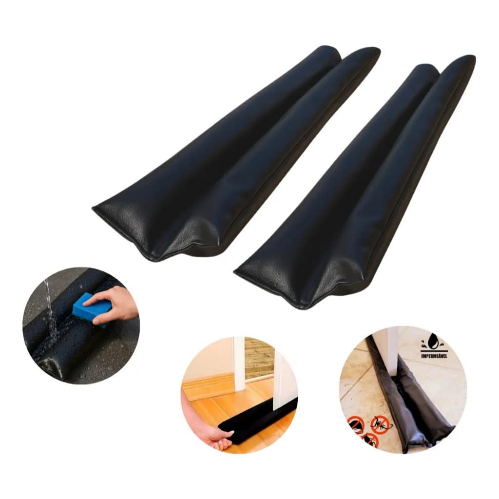 Kit 2 Protetor Veda Porta 90cm Duplo Impermeável Rolinho Residencial Ajustável Veda Fresta