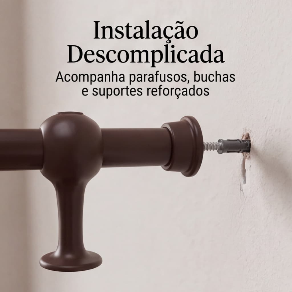 Kit Varão Simples Para Cortina 3 Metros 19mm Cores Diversas