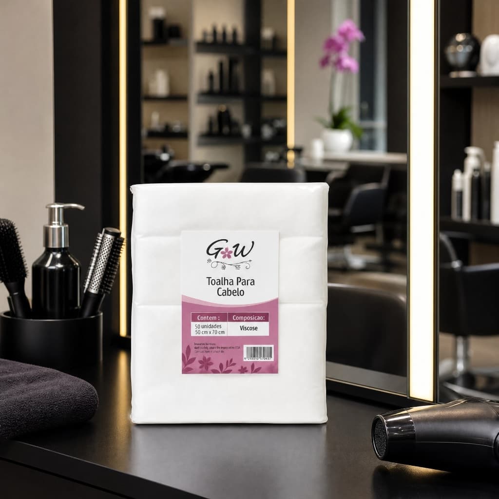 toalha de viscose descartavel para cabelo e salão de beleza embalagem 50 unidades 50x70cm