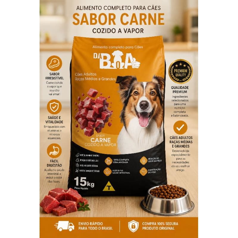 Ração Da Boa  – Carne Cozida a Vapor | Cães Adultos