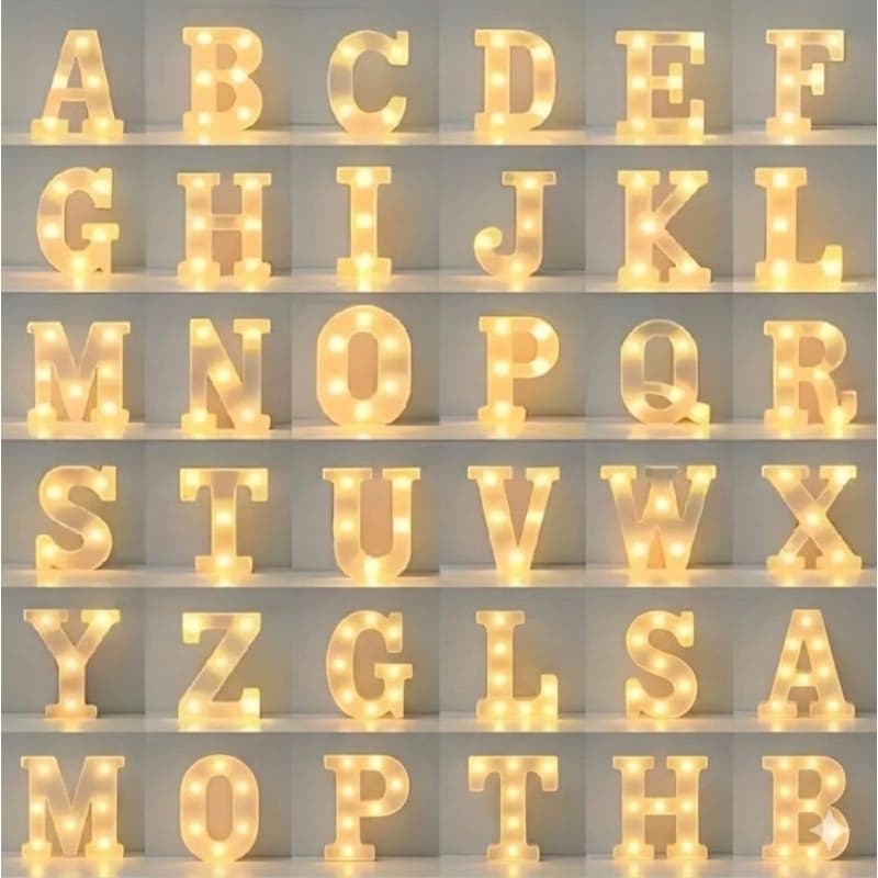 Letra LED Iluminada branco quente 21cm Decorativa para Aniversário, Casamento, Festa, Decoração de eventos