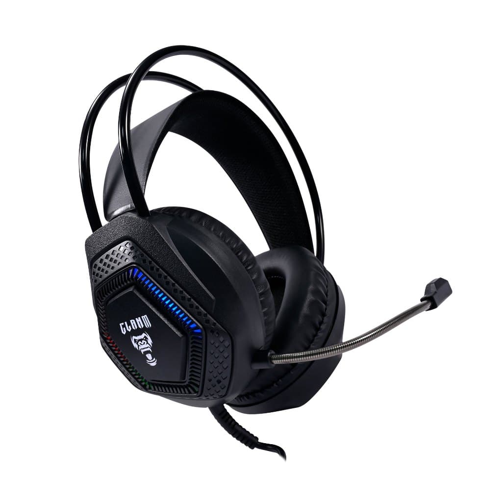 Headset Gamer RGB Clanm Preto Fone Ouvido com Microfone Over-Ear PC PS4 Xbox P2 USB Áudio Imersivo