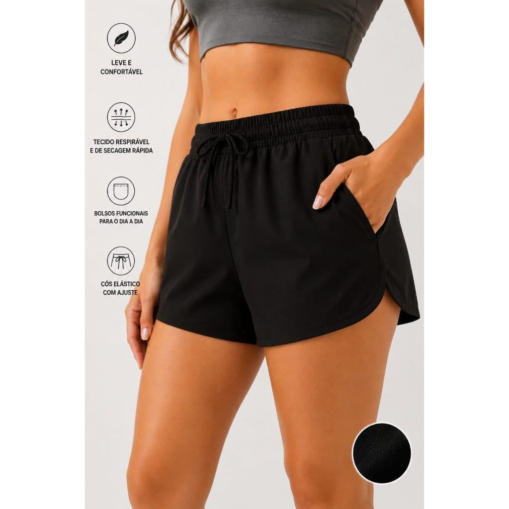 Shortinho Feminino Tactel Academia Bermuda Praia Short Moda Verão
