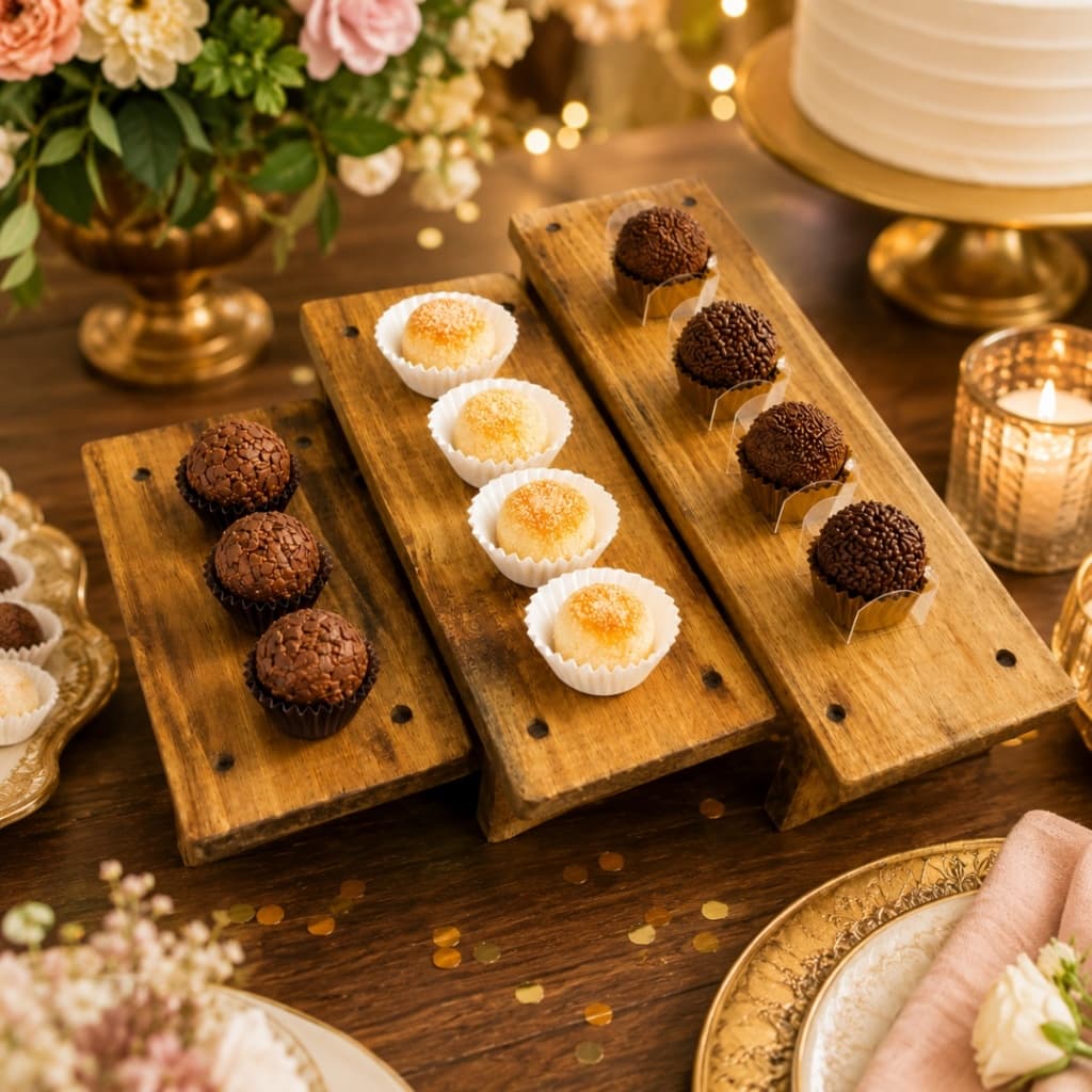 Kit Trio Conjunto De Bandejas De Doces Docinho Para Festas Decoração Porta Salgados Expositor De Brigadeiro Suporte