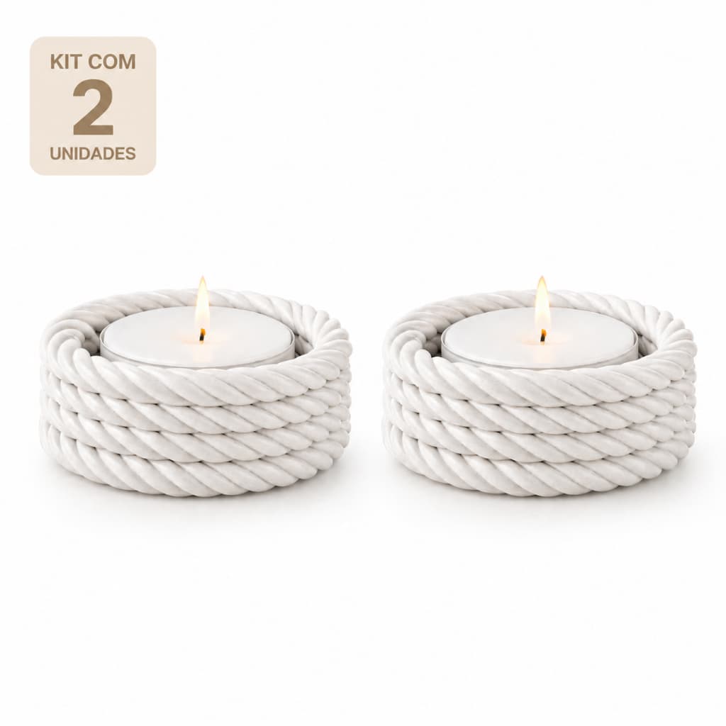 Kit 2 Suporte Para Vela Tealight Design De Corda Delicada